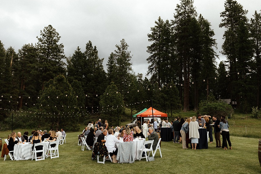 the welcome party at the house on the metolius oregon wedding venue
